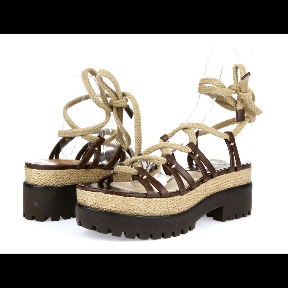 Michael Kors Collection Brown Leather Gladiator